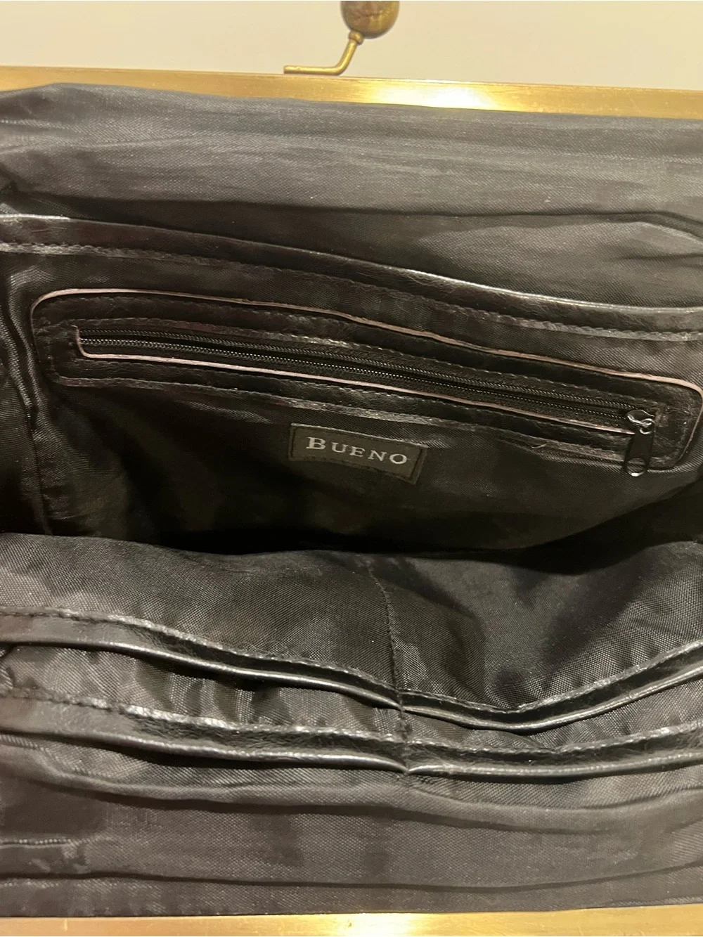 Bueno Black Shoulder Bag with Gold Accents